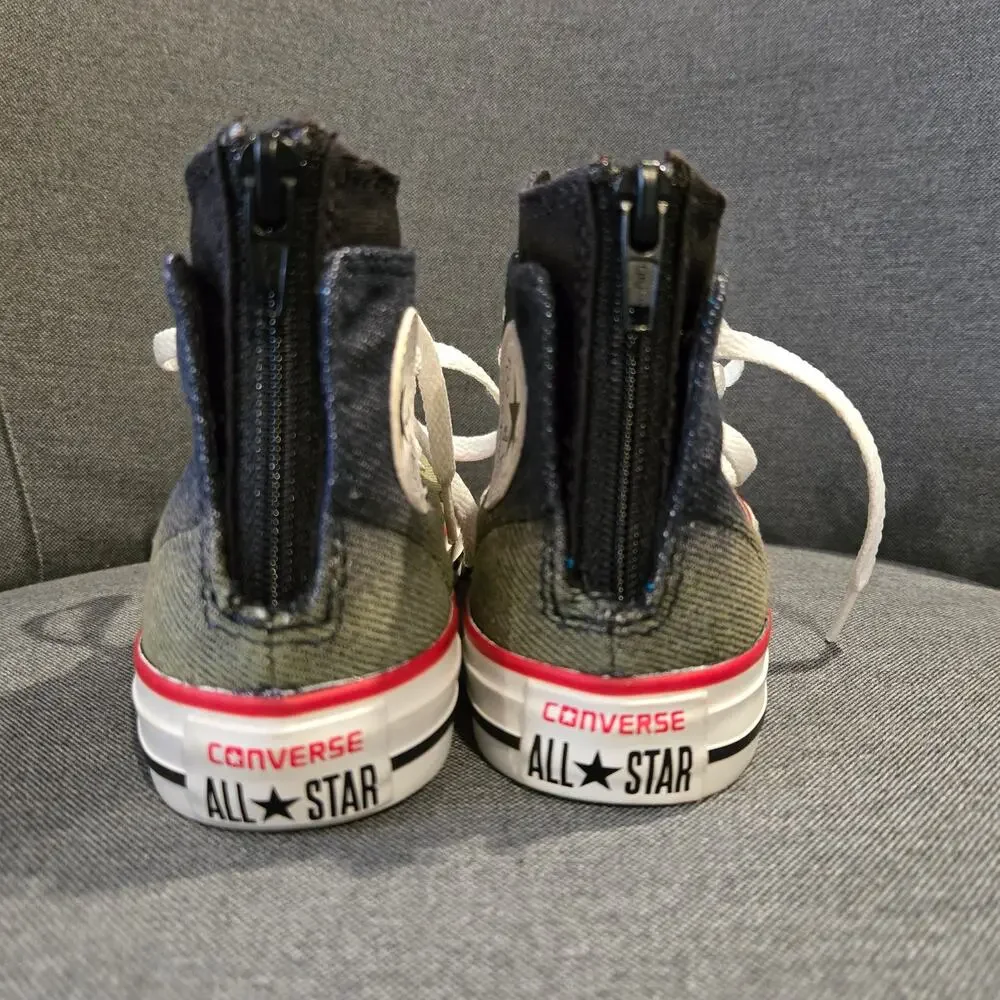 Converse Junior Chuck Taylor Zip Back Hi Top 6Y Sneakers sz 12